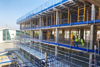 Temporary edge protection on rc frames at construction site in UK